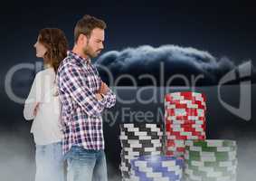 Couple upset back to back with 3D gambling poker chips