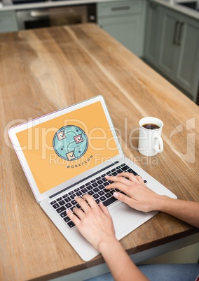 Person using a computer with education icon on the screen