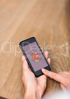 Person using a phone with education icon on the screen