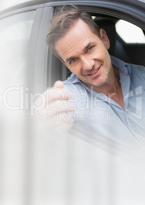 Man in car with transition effect