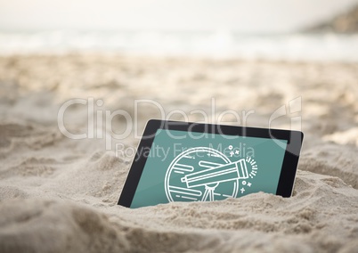 Tablet with travel icon on the screen