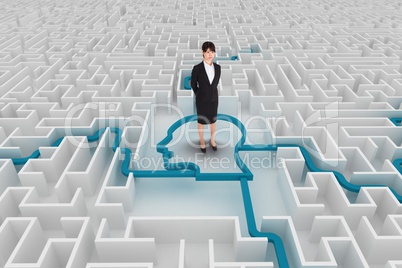 Woman standing on a maze 3d