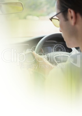 Man in car with transition effect