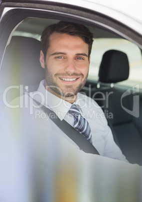 Man in car with transition effect 3d