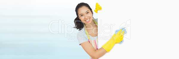 Cleaner with white board with bright background