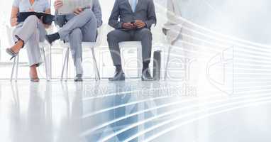 Business people legs and white interface transition