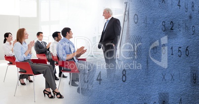 Business conference with blue texture transition Business conference with blue texture transition