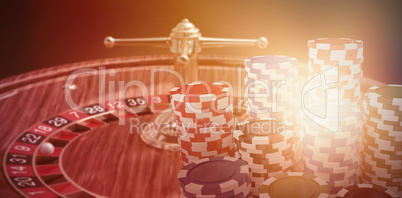 Composite image of computer generated 3d image of gambling chips