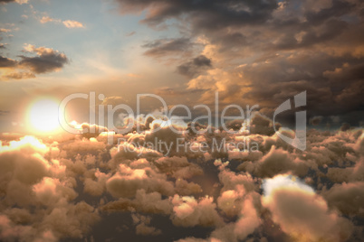 Blue and orange sky with clouds