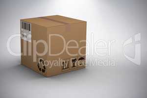 Composite image of 3d image of courier box on