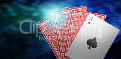 Composite image of ace of spades with playing 3d cards