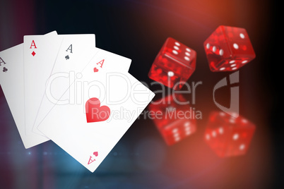 Composite 3d image of digital composite image playing cards