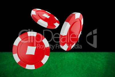 Composite image of 3d image of red casino token