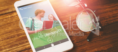 Composite 3d image of online university add