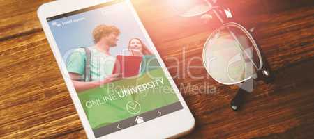 Composite 3d image of online university add