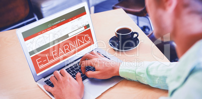 Composite 3d image of digital composite image of e-learning interface on screen