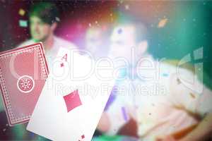 Composite 3d image of ace of diamonds card