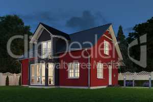 3d render - single family house - night