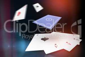 Composite 3d image of vector image playing cards