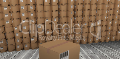 Composite image of packed brown cardboard box