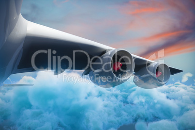 Composite 3d image of graphic airplane