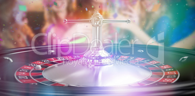 Composite 3d image of group of friends toasting glass of champagne