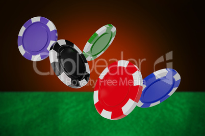 Composite image of illustration of 3d gambling chips