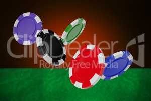 Composite image of illustration of 3d gambling chips