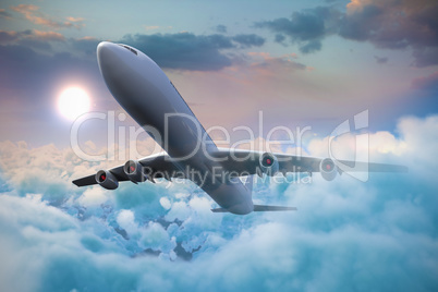 Composite 3d image of graphic airplane