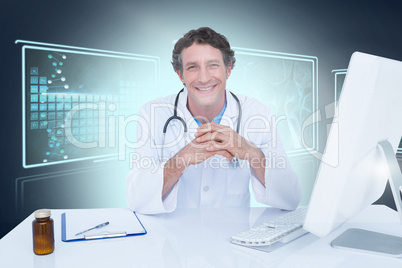 Composite 3d image of portrait of happy doctor