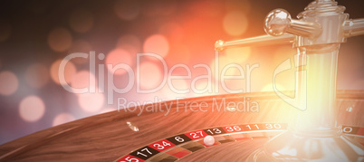 Composite 3d image of digital image of wooden roulette wheel