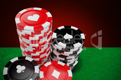 Composite 3d image of vector image of gambling chips