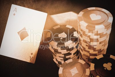 Composite 3d image of vector image of gambling chips