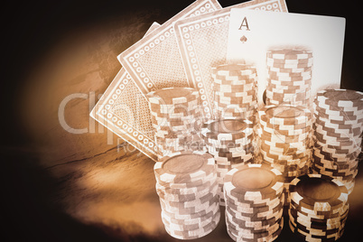 Composite image of computer generated 3d image of gambling chips