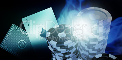 Composite 3d image of vector image of gambling chips