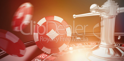 Composite image of 3d image of red casino token