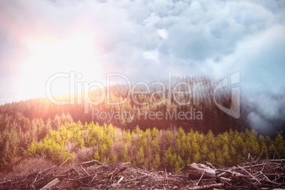 Composite image of digitally composite image of storm clouds