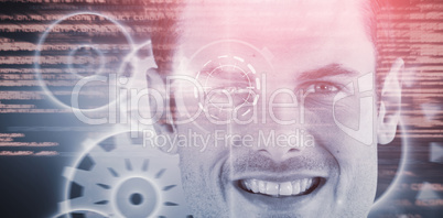 Composite 3d image of close up portrait of smiling handsome man