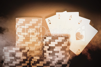 Composite image of vector 3d image of gambling chips