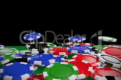 Composite image of digitally generated image of 3d gambling chips