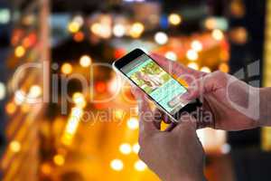 Composite 3d image of close-up of man holding smart phone