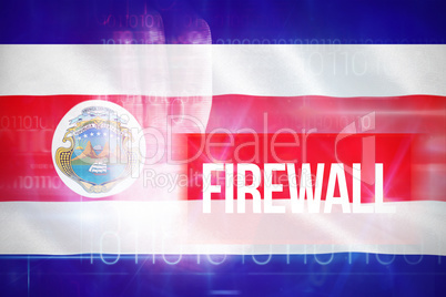 Composite 3d image of firewall against blue technology design with binary code
