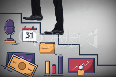 Composite 3d image of low section of businessman climbing steps