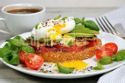 Egg poached on a toasted