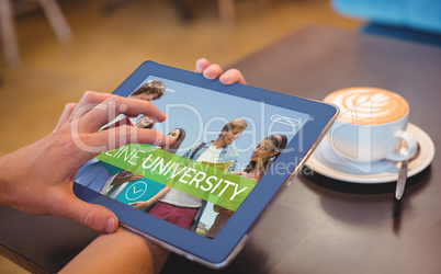 Composite 3d image of smiling students at university