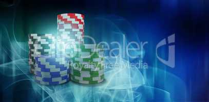 Composite image of digitally generated image of 3d gambling chips