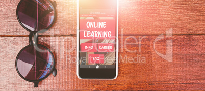 Composite 3d image of digitally generated image of online education interface on screen