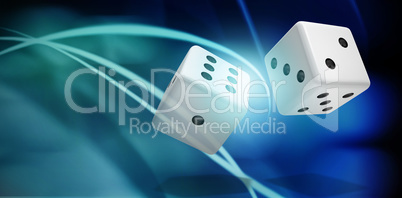 Composite image of computer generated 3d image of dice