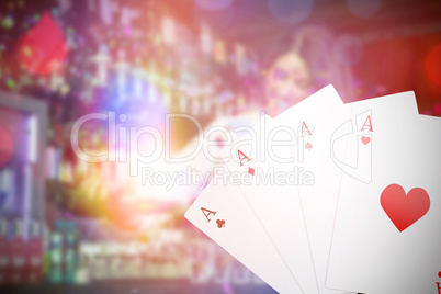 Composite 3d image of digital composite image playing cards