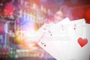 Composite 3d image of digital composite image playing cards